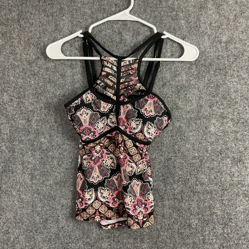 Arizona Jeans swim Top Juniors Size S Black Metallic Cage Tankini